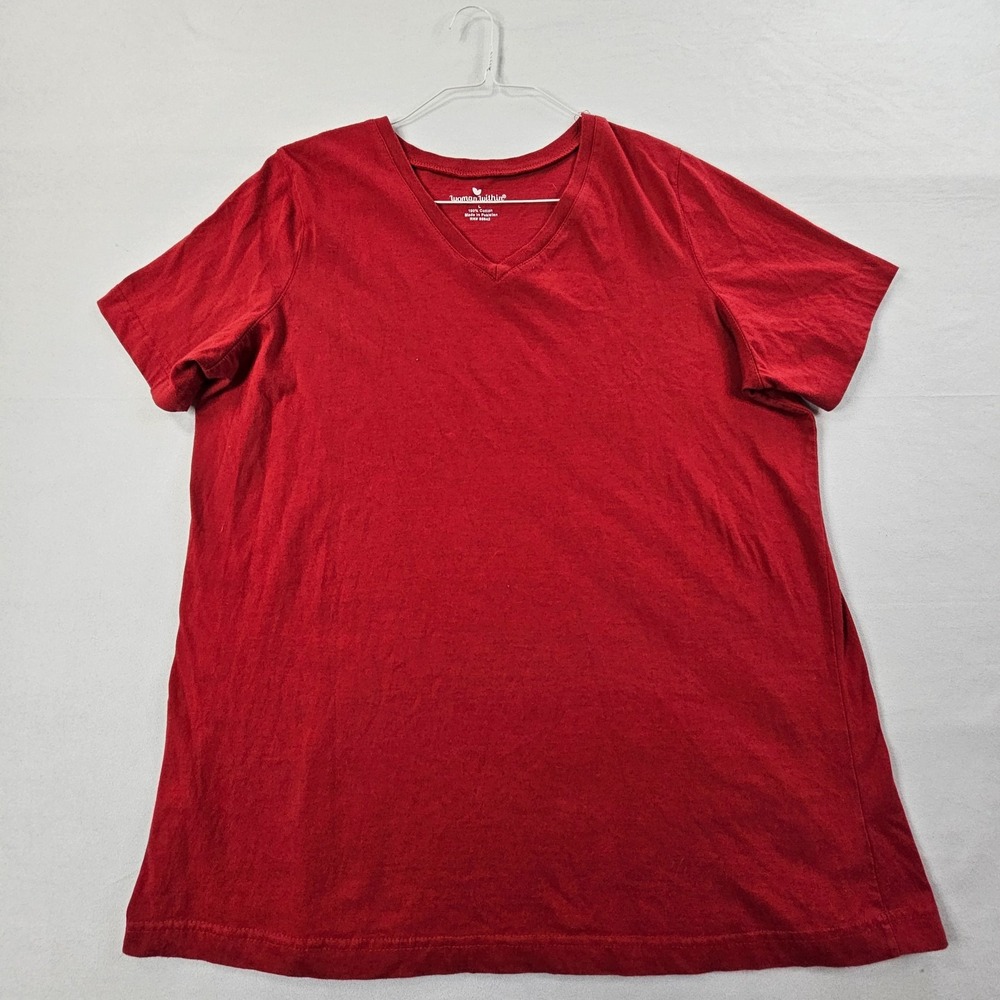 Woman Within Red Short Sleeve Cotton T-Shirt Women's L